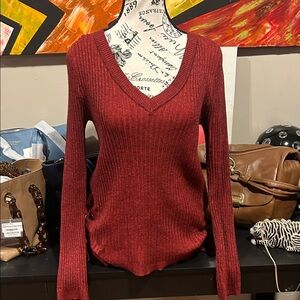 Yoki Red V-Neck Ribbed Sweater size XL like new